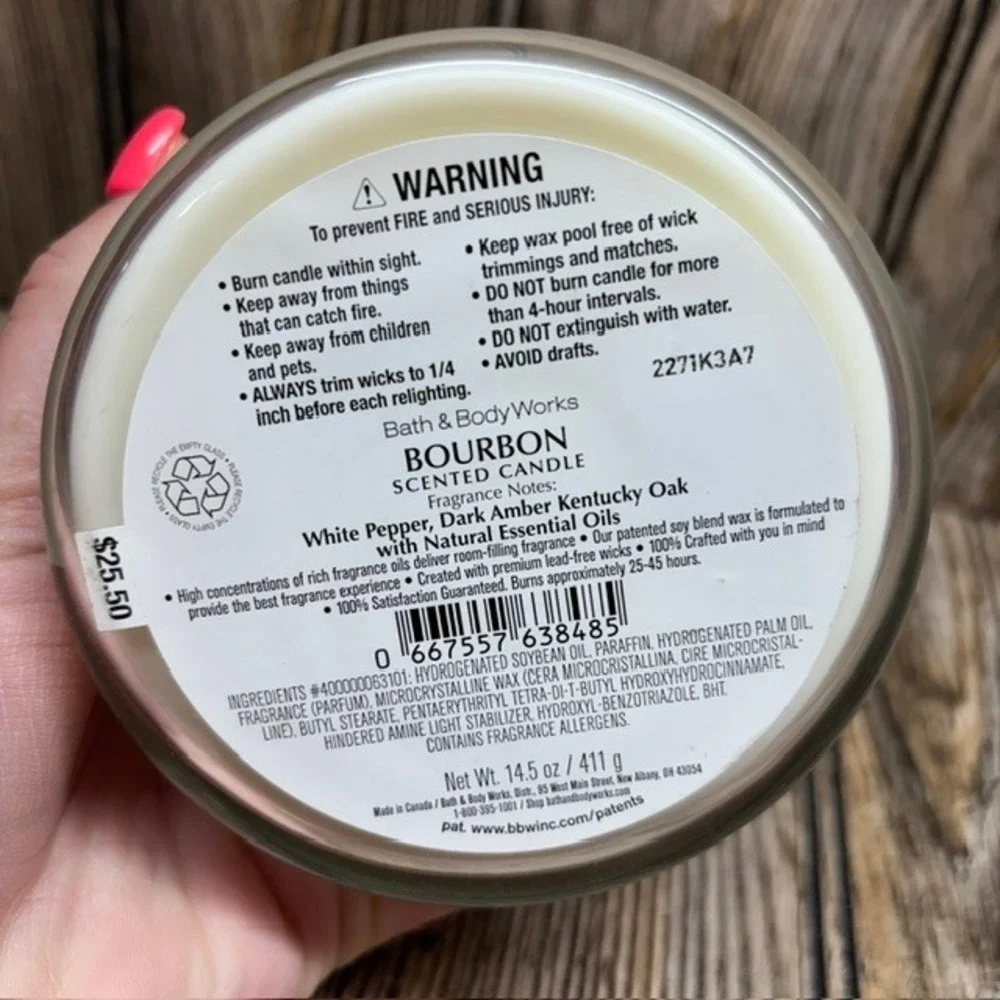 Bath & Body Works Men's Bourbon 3 Wick 14.5 Oz Candle - Picture 3 of 3